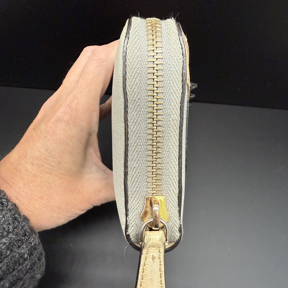 Fendi Monster Zip Around Long Wallet Pink Grey Studs 8M0299 Box Papers - Picture 4 of 15
